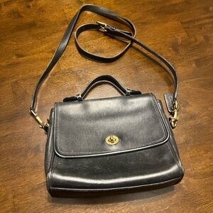 Coach Black Crossbody Bag vintage with Adjustable Strap and Gold Hardware